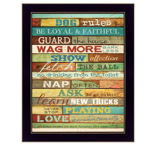 Dog Rules By Marla Rae Wall Art Ready To Hang Framed Poster Black Frame