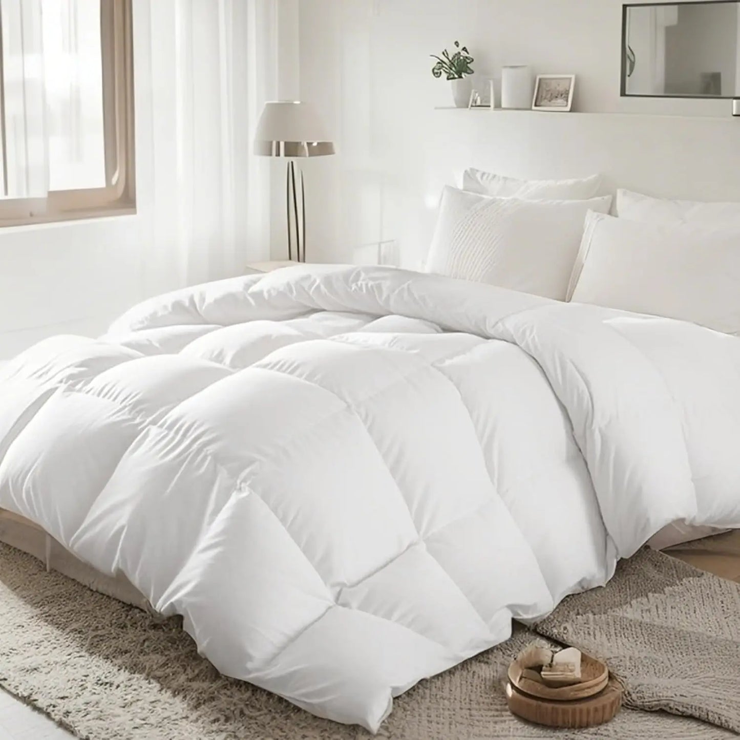 Queen Size White Goose Down Comforter 100 Percent Cotton Extra Warmth