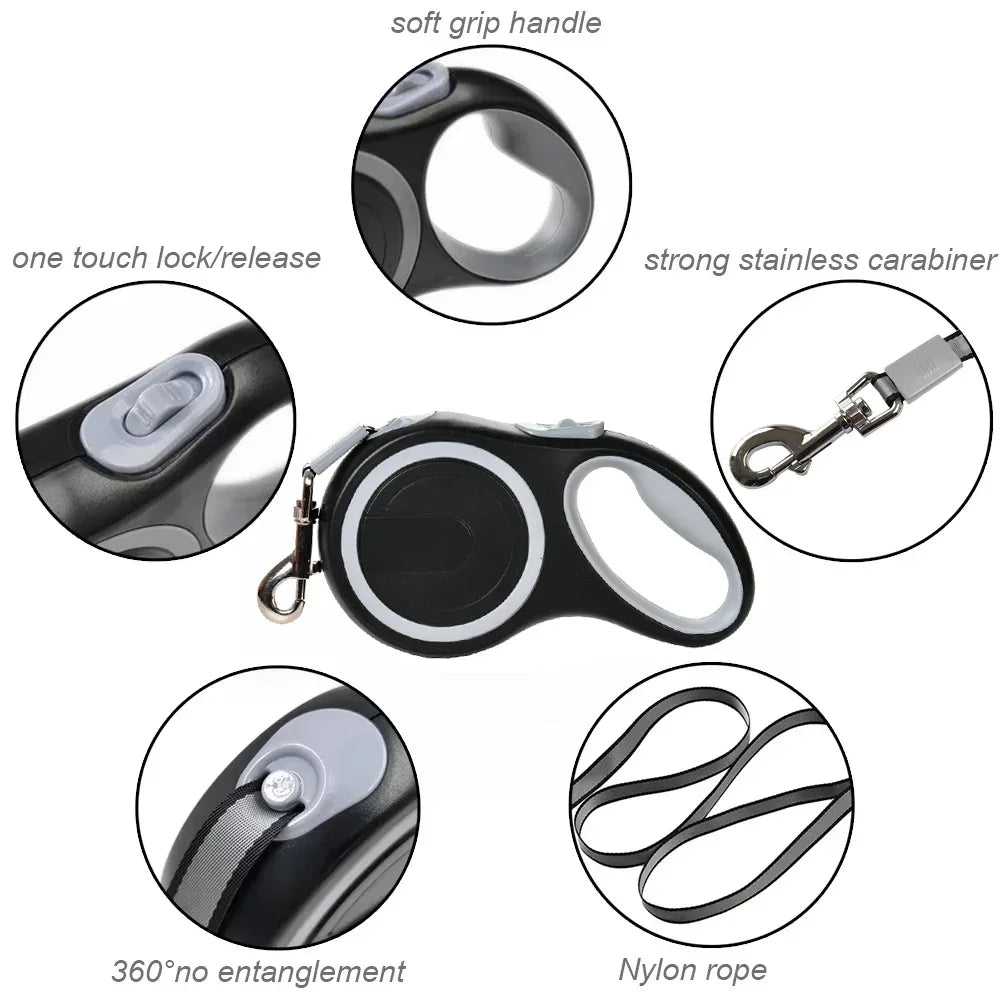 Retractable Dog Leash For Large Dogs Strong Durable Nylon Big Dog Walking Leash
