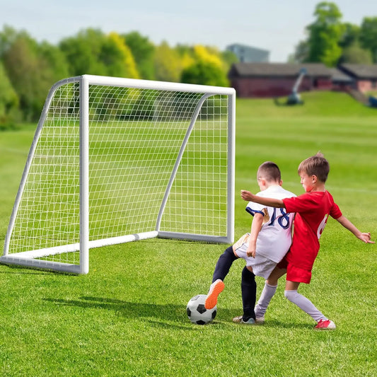 Portable 8x6ft Soccer Goal Set With Ground Stakes Net Included For Backyard Use