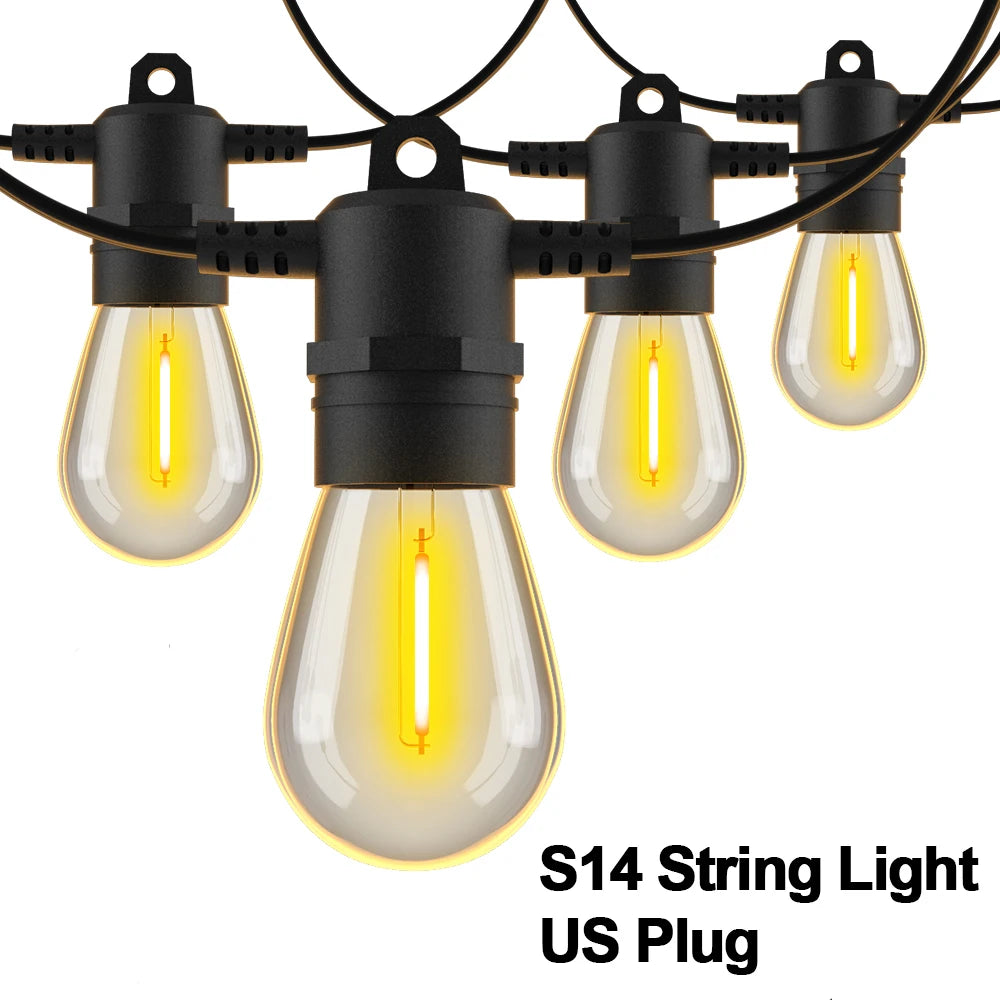 S14 String Lights 200ft 60 LEDs Festoon Garland Outdoor Garden Wedding Decor