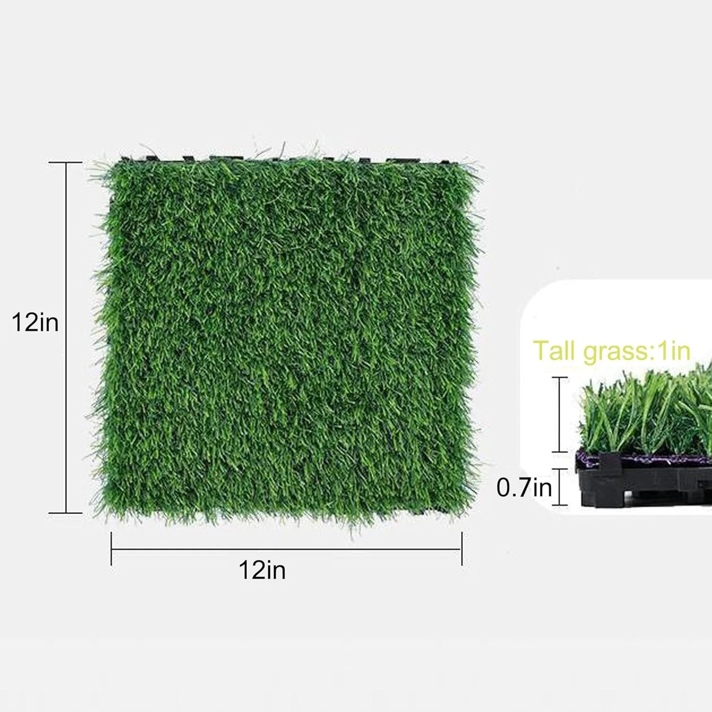 Outdoor Artificial Grass Interlocking Tiles 35 Pcs 12x12 Balcony Deck Decor