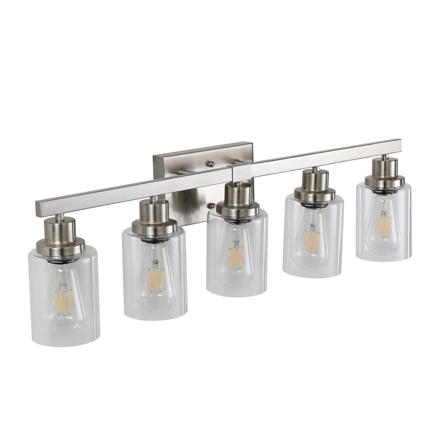 Modern Industrial Bathroom Vanity Light Five Light Sconce Clear Glass Lampshades