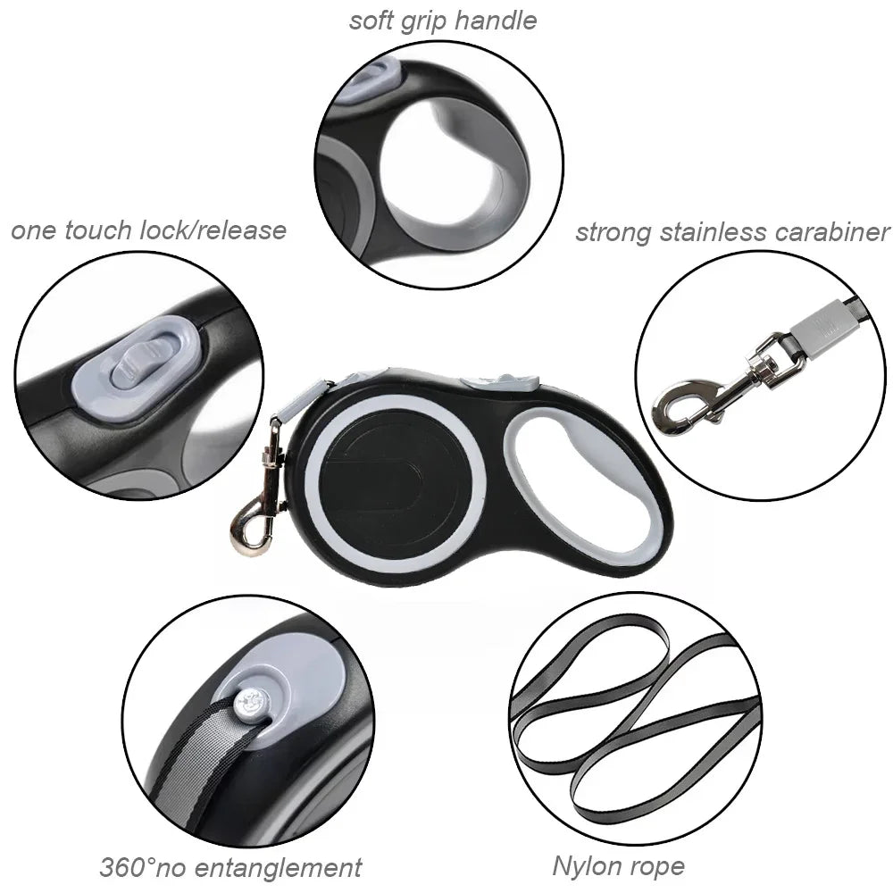 Retractable Dog Leash For Large Dogs Strong Durable Nylon Big Dog Walking Leash