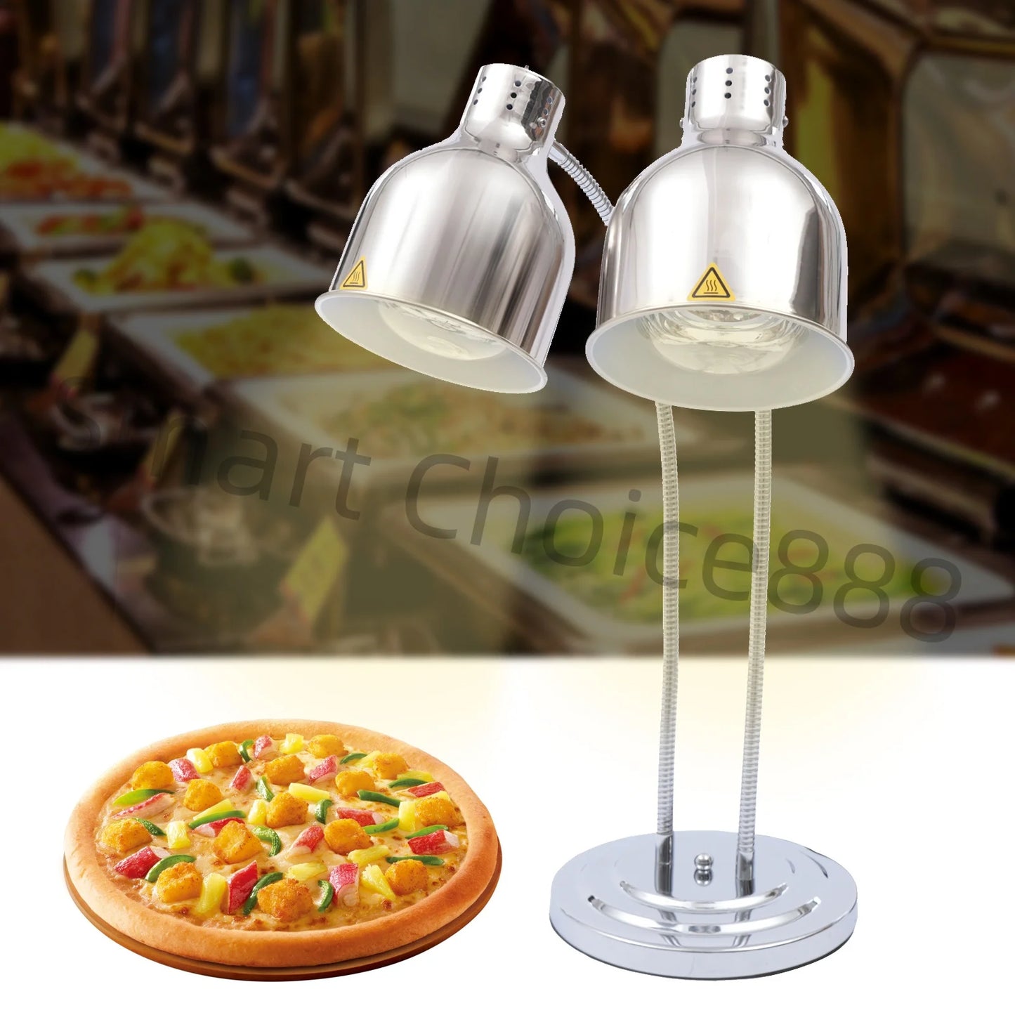 2 Light Food Heat Lamp Stainless Steel Warmer 110V 250W For Restaurant Buffet
