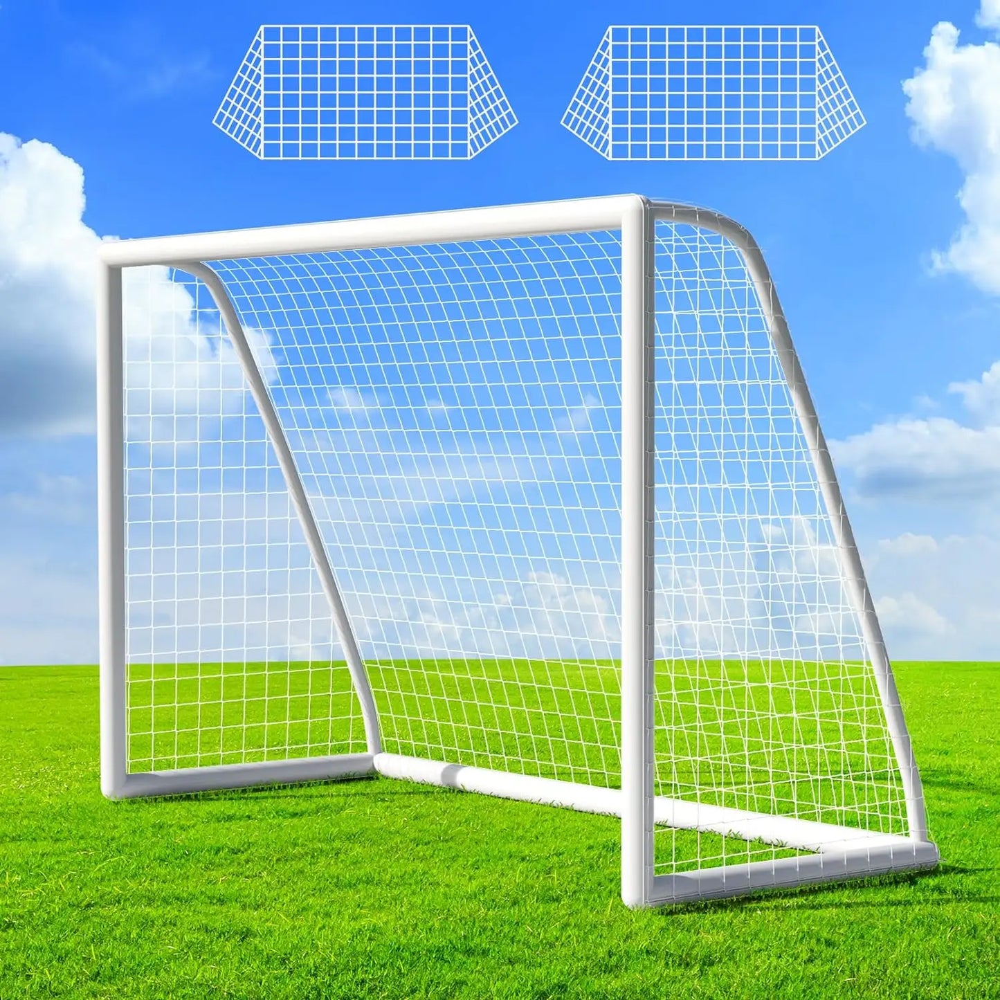 Portable 8x6ft Soccer Goal Set With Ground Stakes Net Included For Backyard Use
