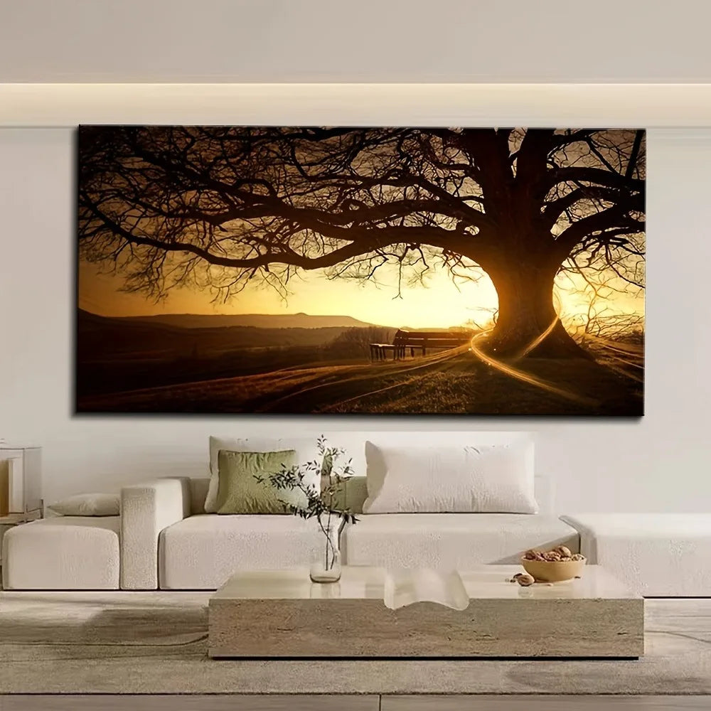Modern Forest Landscape Oil Painting Art Print With 1.5 Inch Thick Pine Frame