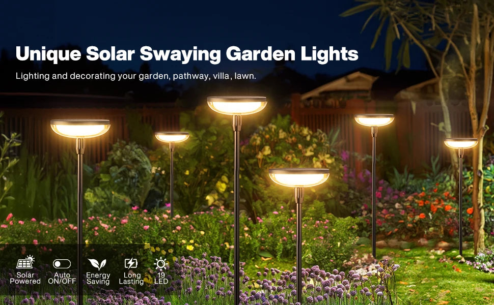 Six Pack Solar Garden Path Lights 40 Lumens 14 Hours Auto On Off 31 Inches Tall
