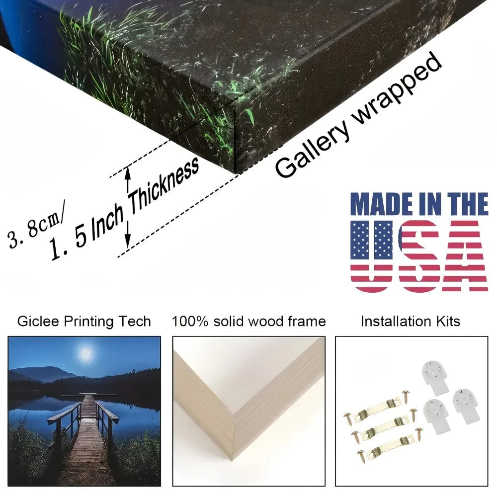 Modern Forest Landscape Oil Painting Art Print With 1.5 Inch Thick Pine Frame