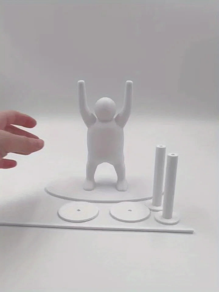 Funny Weightlifter Toilet Roll Holder Freestanding Over Tank 3D Printed Plastic