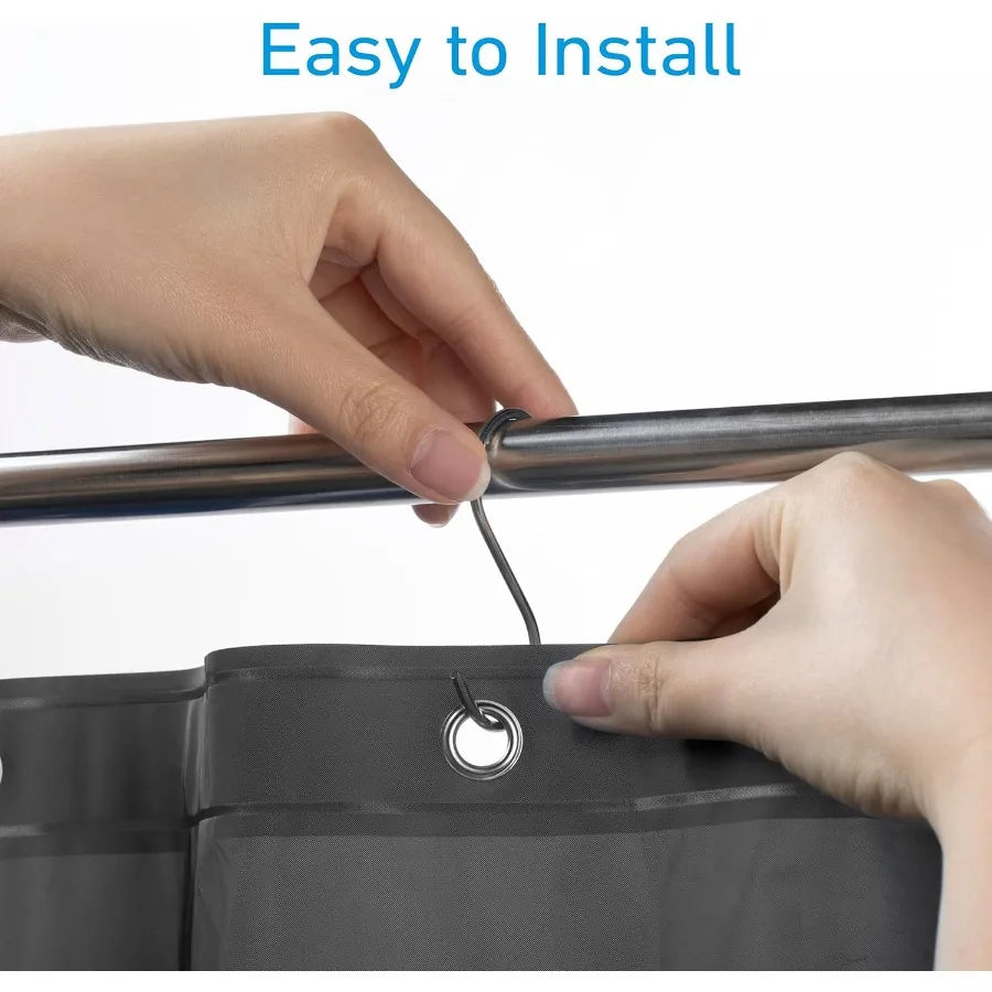 Lightweight PEVA Shower Curtain Liner 72x72 Inches for Bathroom Waterproof and OdorFree Design with 12 RustProof Metal Grommets