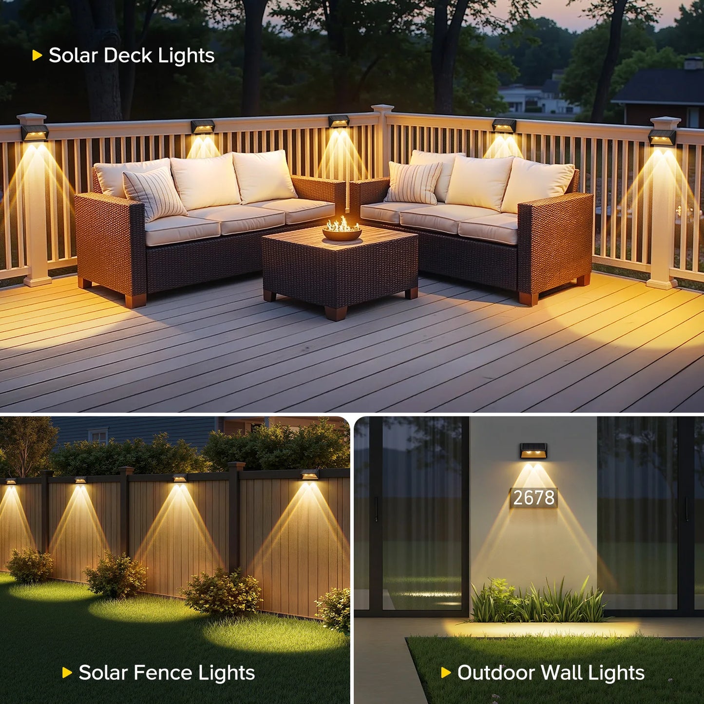 Solar Fence Step Lights 4 8 12 Pack Cool White Warm White LEDs For Walls Stairs