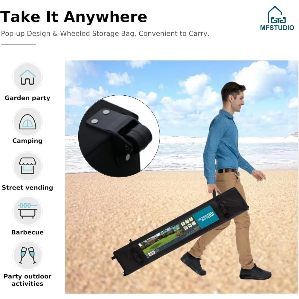 10x10 Pop Up Canopy Tent Waterproof Patio Shelter Sun Shade Screened Gazebo