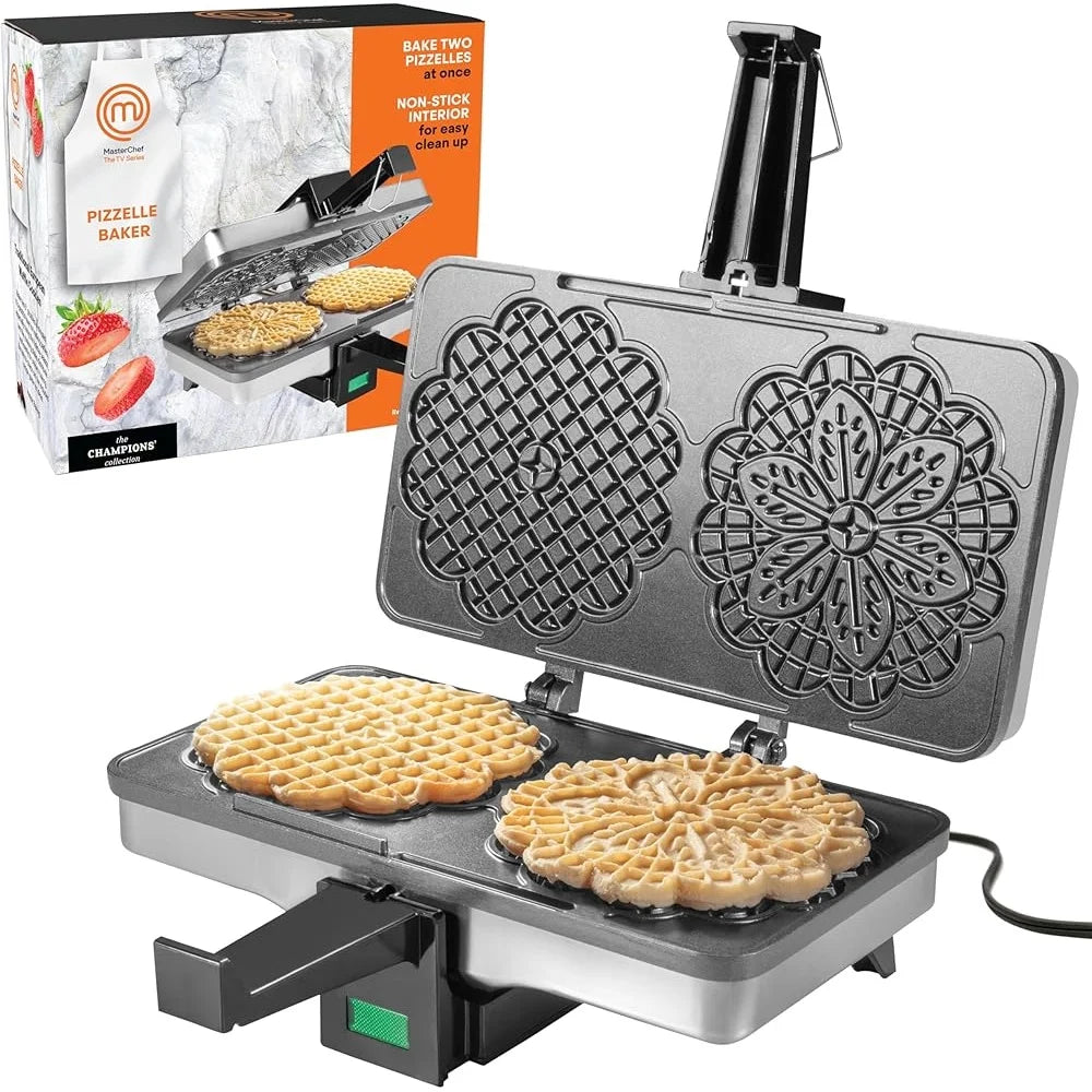 Pizzelle Maker Nonstick Electric Bake Two Italian Waffle Cookies with Protective Steam Guard Easy Cleanup Pizzelle Press