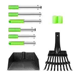 Dog Poop Scoop With Long Handle Stainless Steel Tray And Rake For Medium Dogs