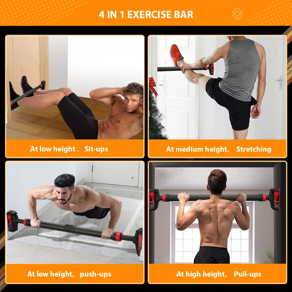 Strength Training Pull-up Bars with Level Gauge 69-92cm Adjustable Width 200kg Max Load Capacity Chin Up Bar For Doorway