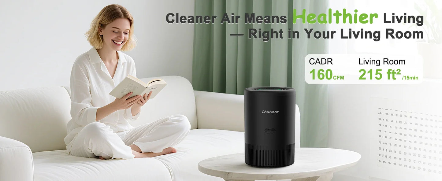 Chuboor Smart Air Purifier With App Alexa Control PM2.5 Monitor For Bedroom