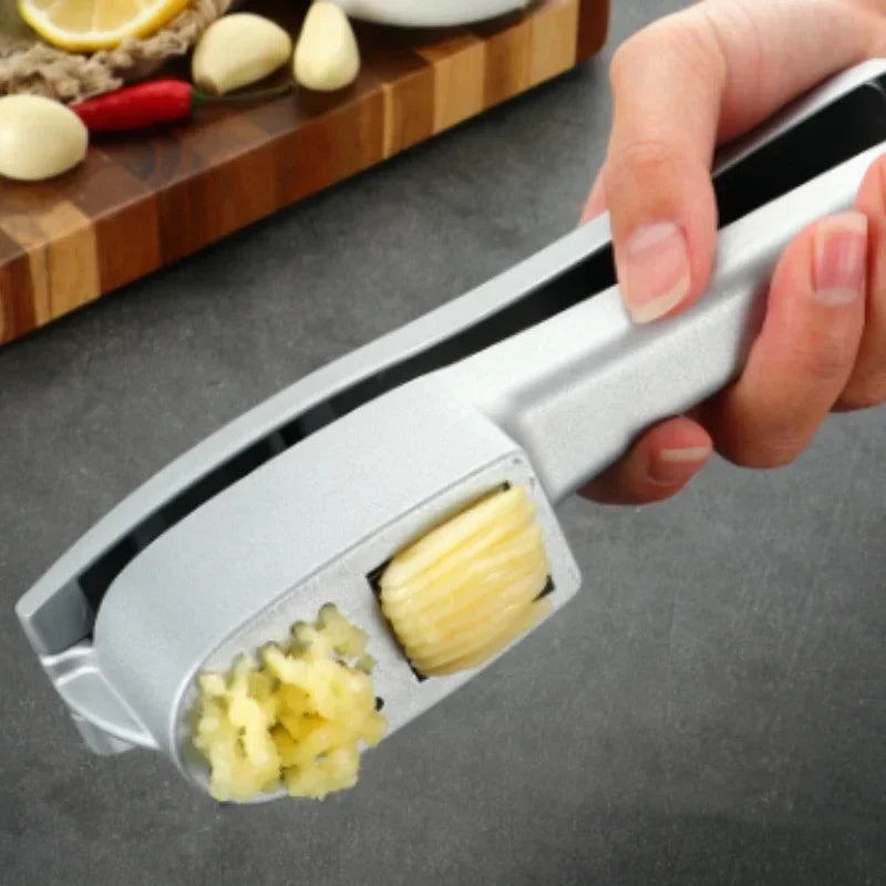 2 In 1 Multifunctional Garlic Press And Slicer Zinc Alloy Manual Kitchen Gadget