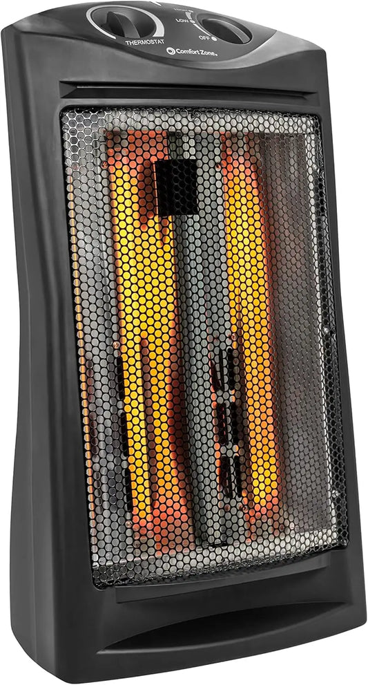 Portable Infrared Quartz Heater with Adjustable Thermostat and 2 Heat Settings