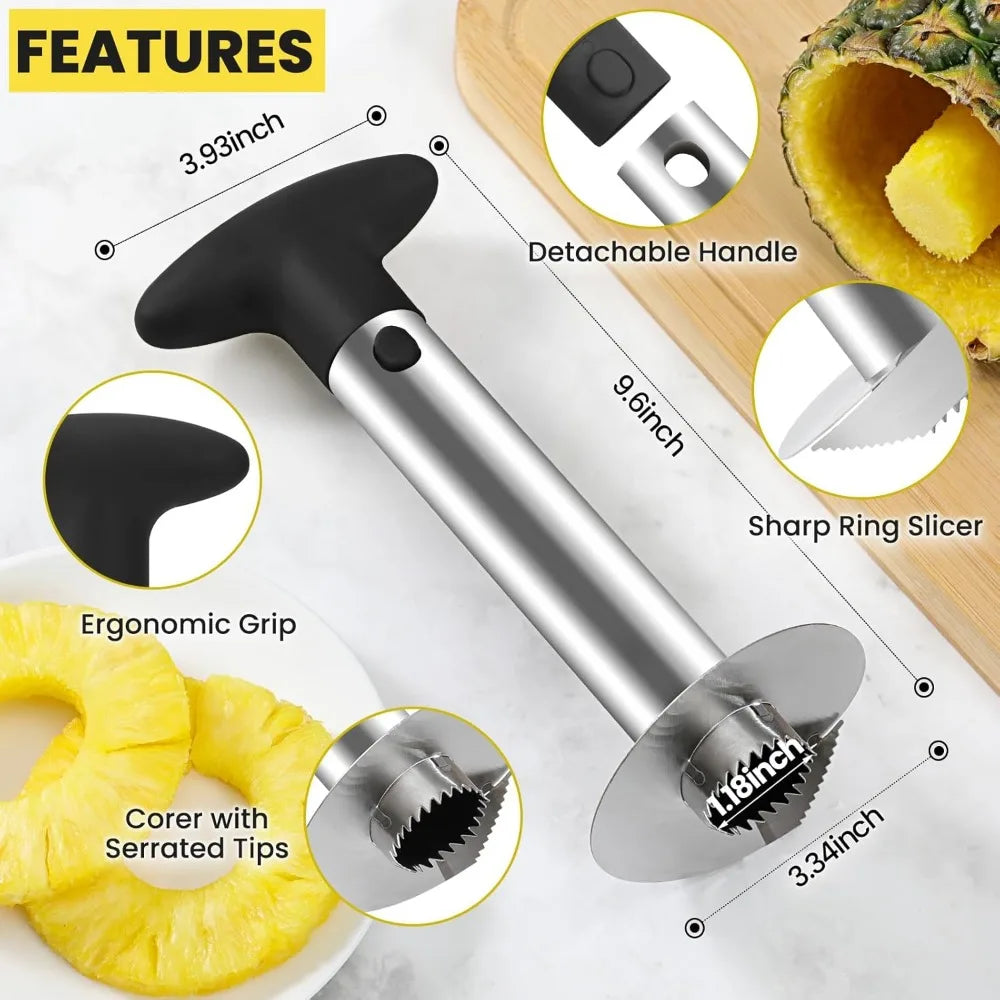 Quality pineapple covering and slicing tools - sharp pineapple knives with serrated tips - are easy to use and clean