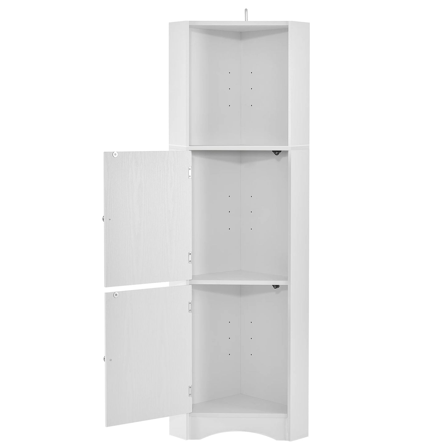 Bathroom Tall Corner Cabinet Freestanding With Doors And Adjustable Shelves
