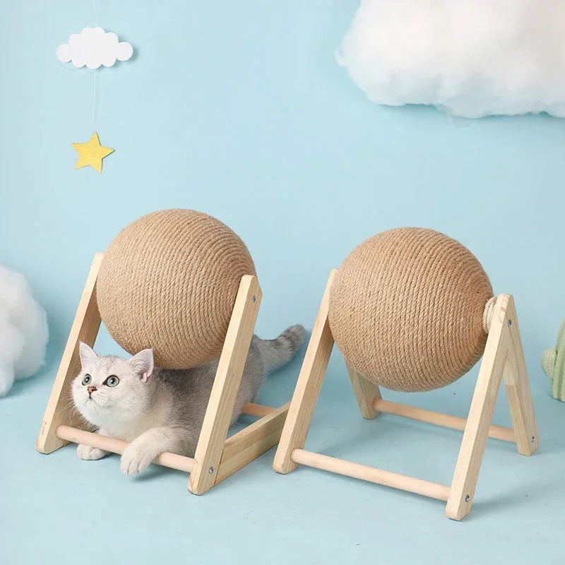 Cat Scratching Ball Toy Kitten Sisal Rope Ball Board For Cats