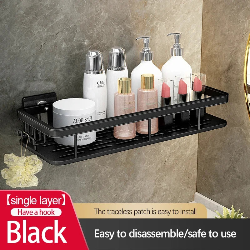 Double Tier Stainless Steel Anti-Rust Bathroom Shower Storage Rack with Suction Cups