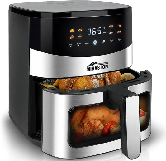 6.5 Qt Air Fryer With Visual Window Stainless Steel Smart Digital 8 Presets