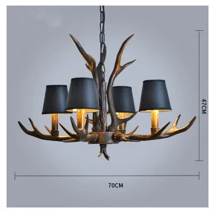 American Retro Restaurants Cafes Bars Artistic Creativity Deer Antlers with Lampshades Indoor Home Decoration Lights
