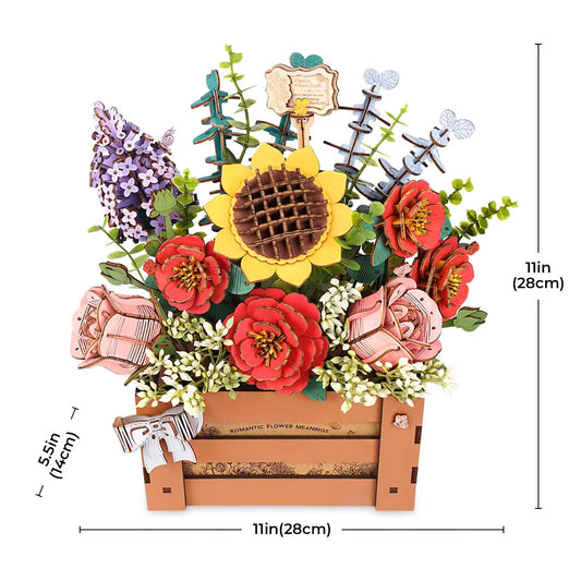 Robotime Rowood Wooden Bloom Box DIY 3D Wooden Puzzle for Women Family Home Decoration Building Block Kits  Christmas Gifts