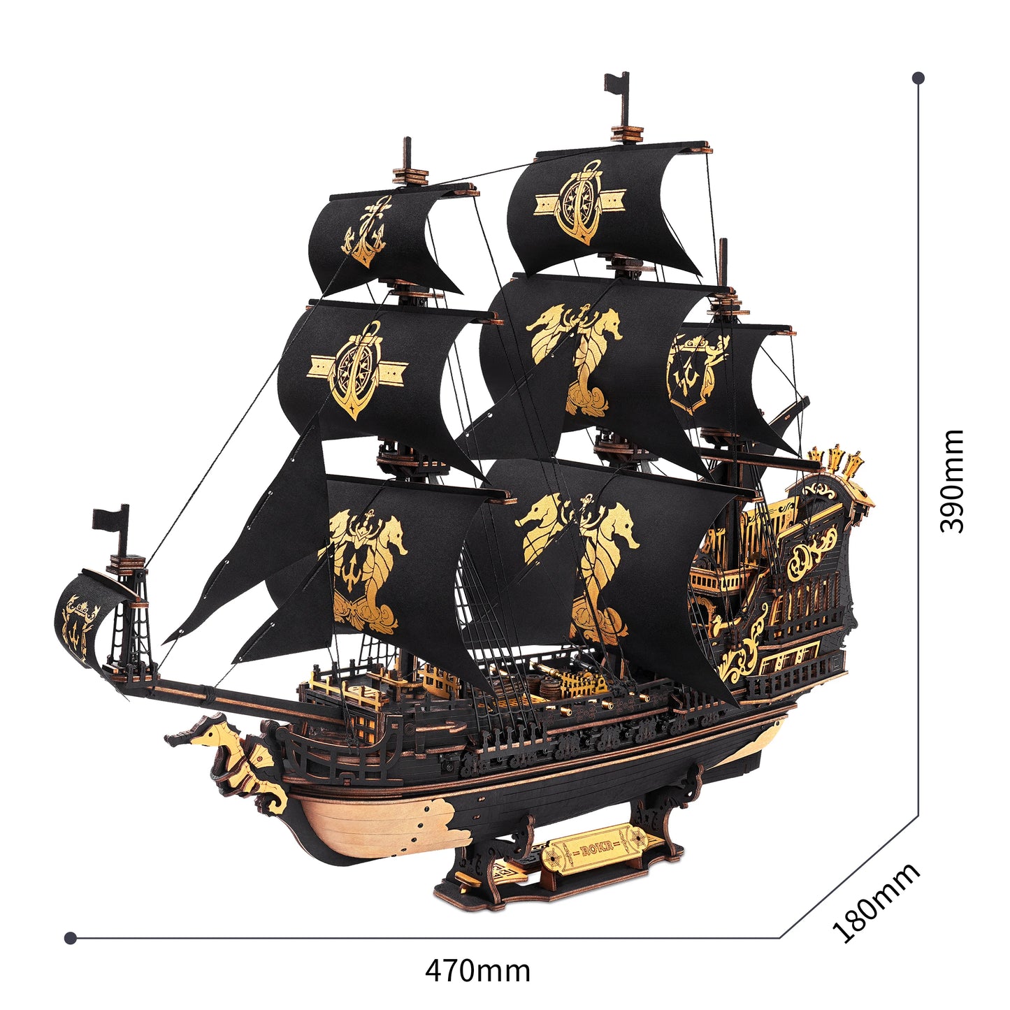 Robotime Rokr 3D Puzzle Seahorse Barque Wooden Model Kit For Teens And Adults