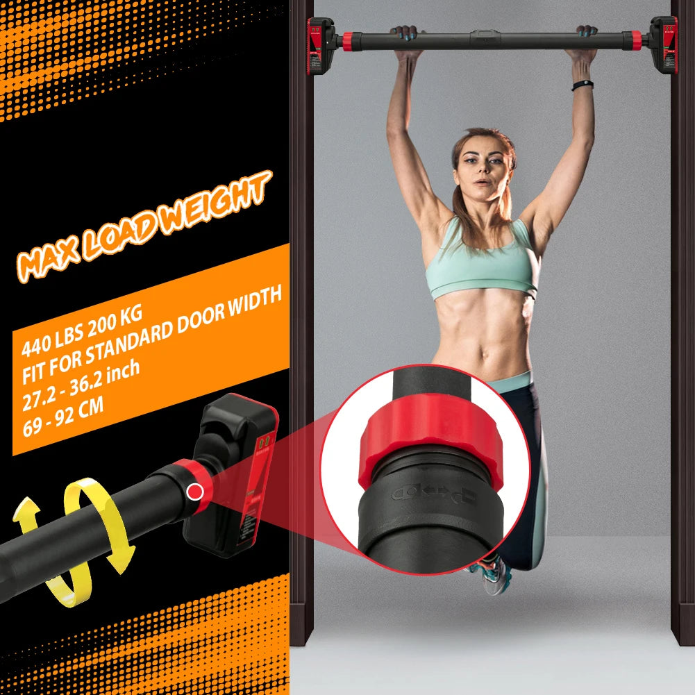 Strength Training Pull-up Bars with Level Gauge 69-92cm Adjustable Width 200kg Max Load Capacity Chin Up Bar For Doorway