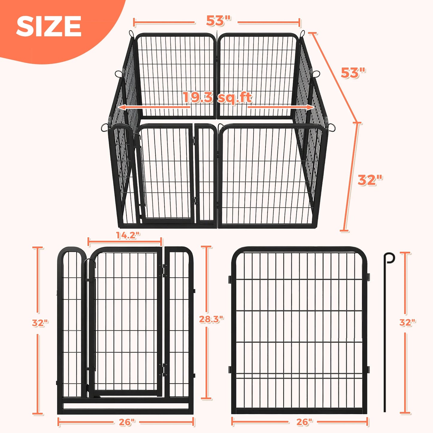 Heavy Duty Metal Puppy Playpen 24 32 40 Inch 8 Or 16 Panels Indoor Outdoor