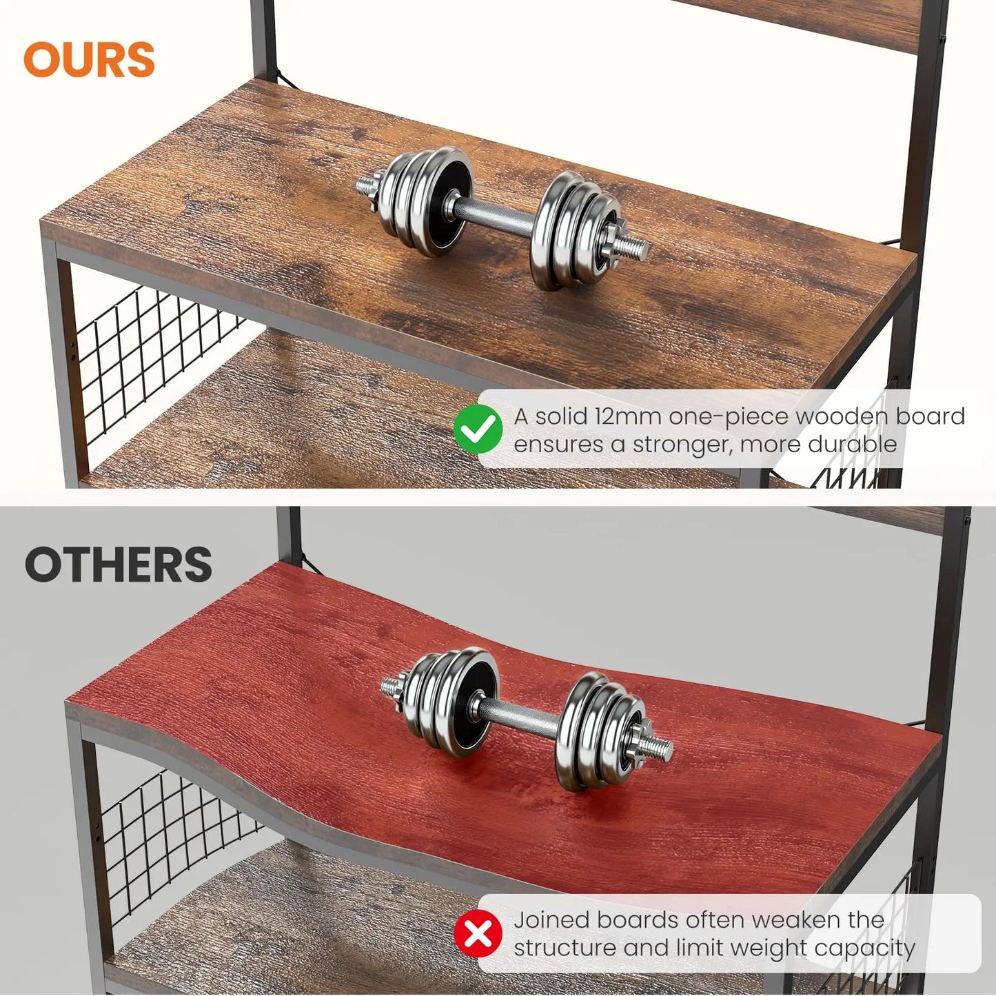 JHK 31.5 Inch Kitchen Bakers Rack Power Outlet And Microwave Oven Stand