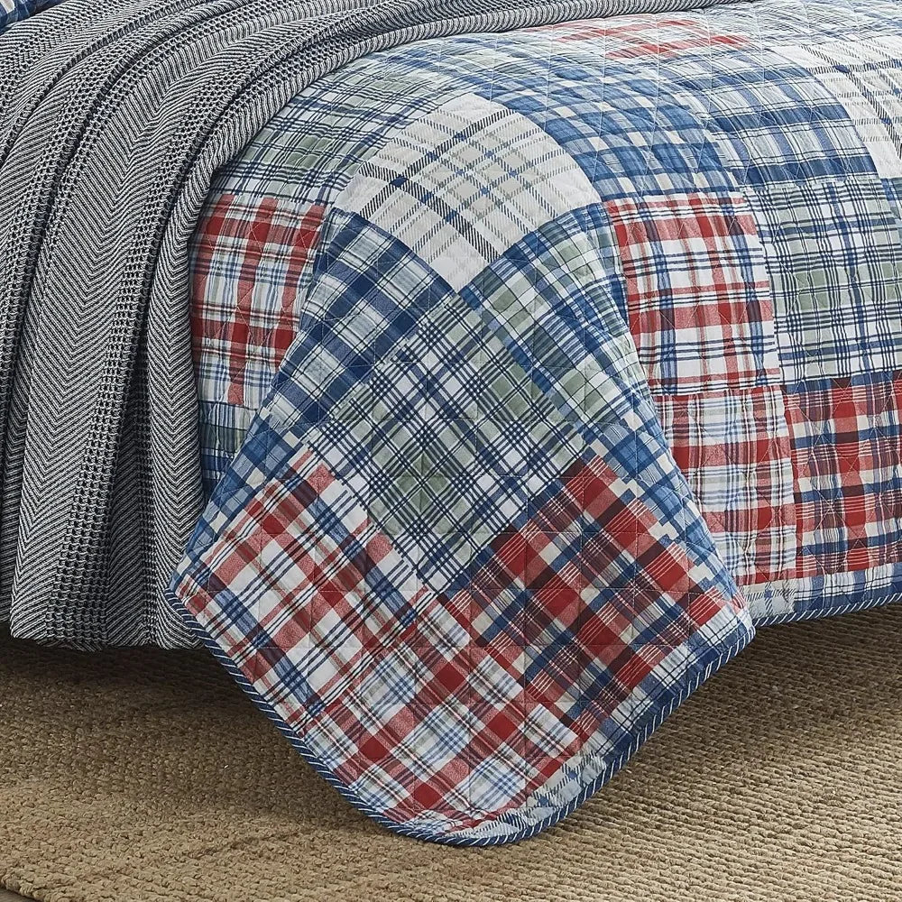 Queen Bamboo Fiber Quilt Set 3 Piece Reversible Bed Cover With Matching Pillow