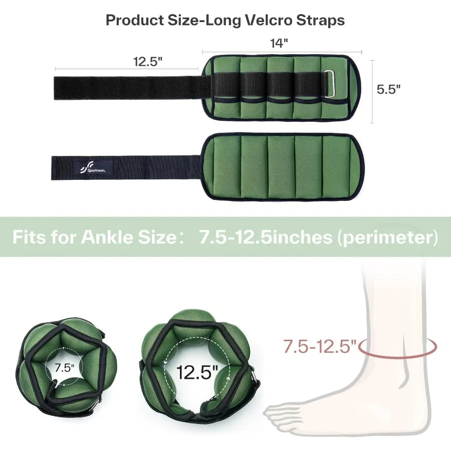 Adjustable Ankle Weights 1 Pair 2 4 6 8 10 Lbs Leg Weight Straps for Women Men Weighted Ankle Weights Set for Gym Fitness Worko