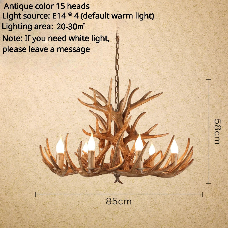 American Retro Restaurants Cafes Bars Artistic Creativity Deer Antlers with Lampshades Indoor Home Decoration Lights