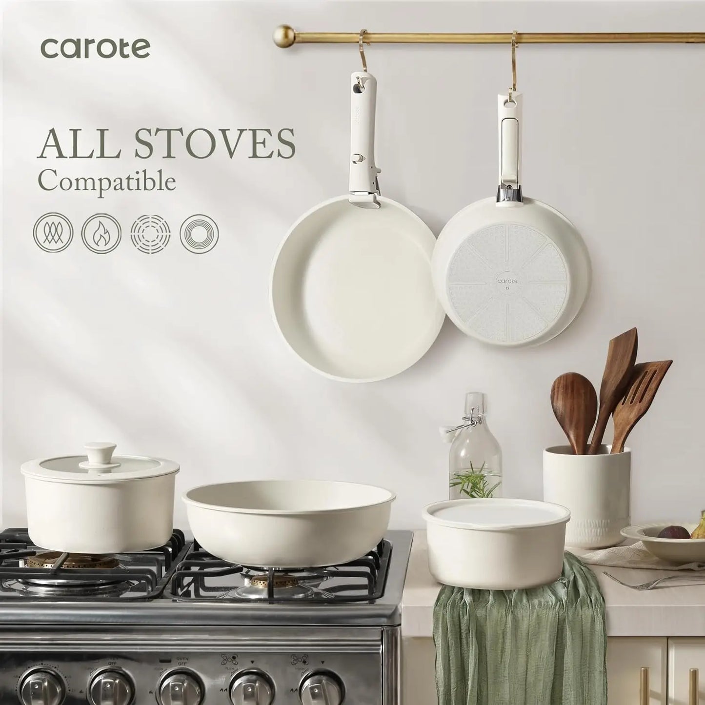 12 Piece Nonstick Pots And Pans Set With Removable Handle Induction Oven Safe