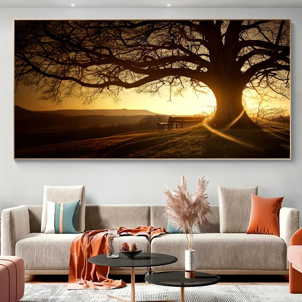 Modern Forest Landscape Oil Painting Art Print With 1.5 Inch Thick Pine Frame