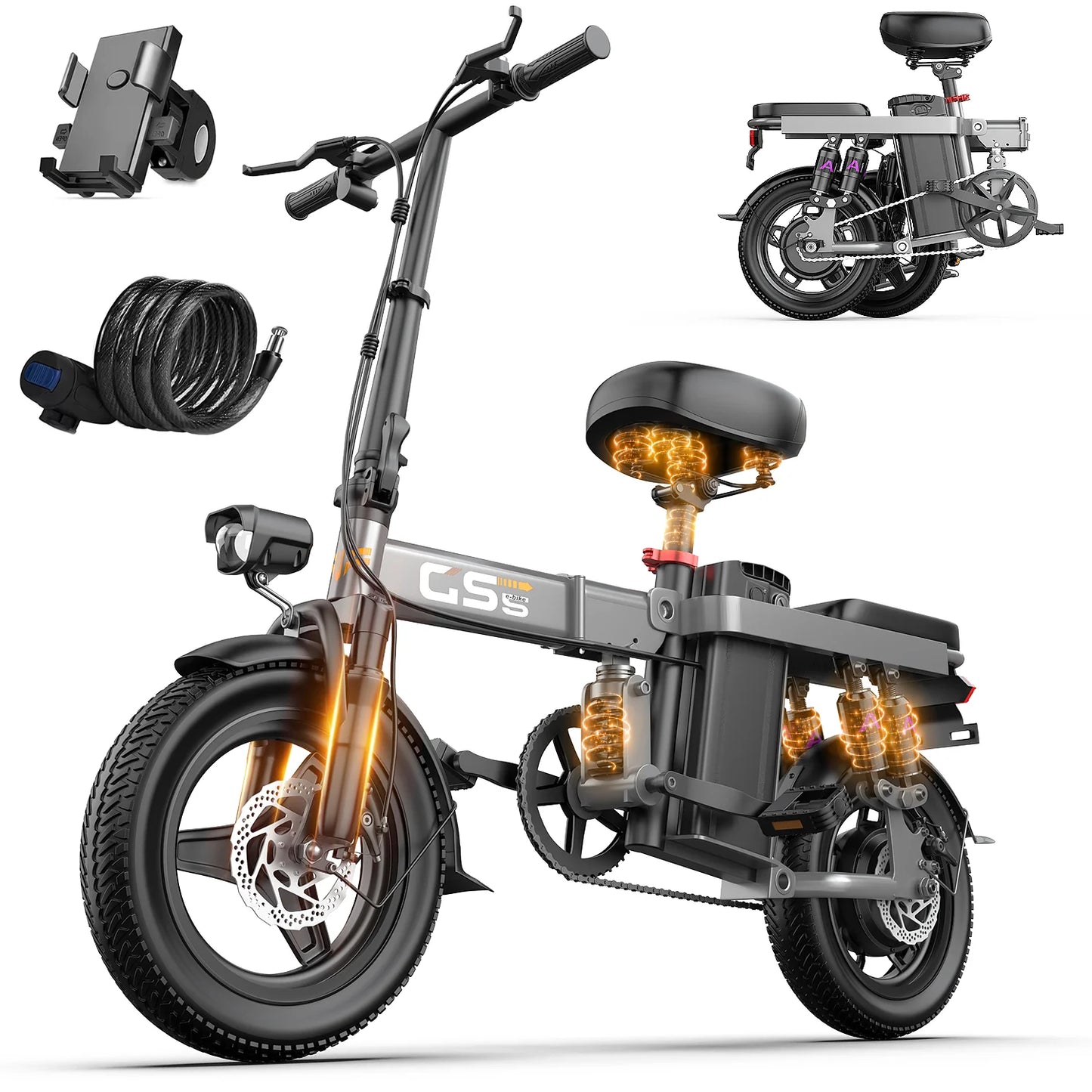Electric Bike for Adults Teen-Folding Electric Bicycle 750W Peak Motor,20+MPH 35 Miles,Commuter Ebike 48V 15AH Removable Battery