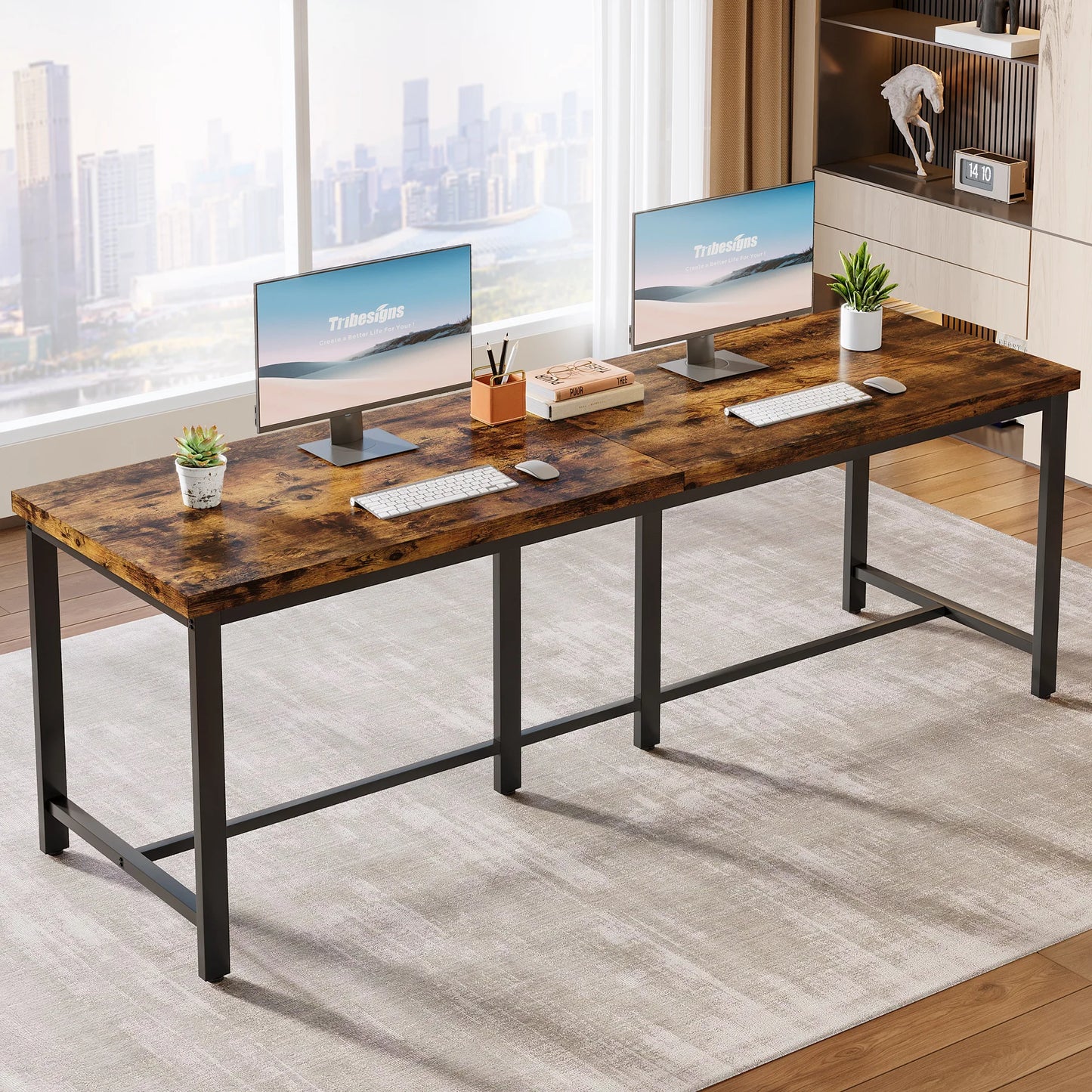 Tribesigns 78.7 Inch Double Computer Desk for Home Office 2 Person