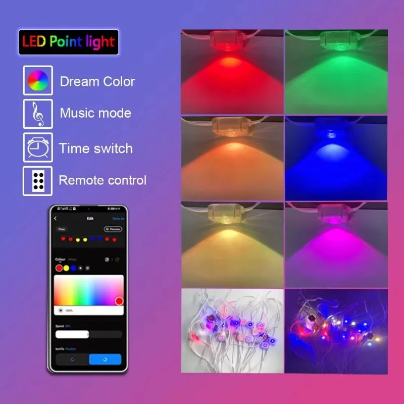 300ft RGB Eaves LED Lights Outdoor String with App Bluetooth Control