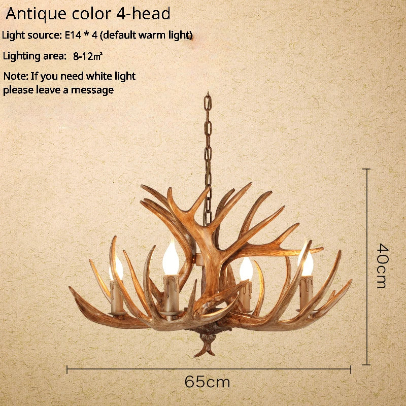 American Retro Restaurants Cafes Bars Artistic Creativity Deer Antlers with Lampshades Indoor Home Decoration Lights
