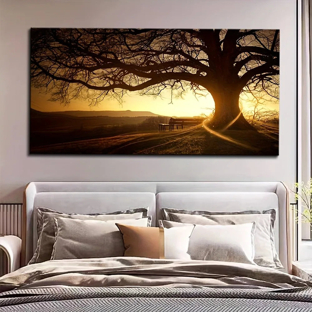 Modern Forest Landscape Oil Painting Art Print With 1.5 Inch Thick Pine Frame