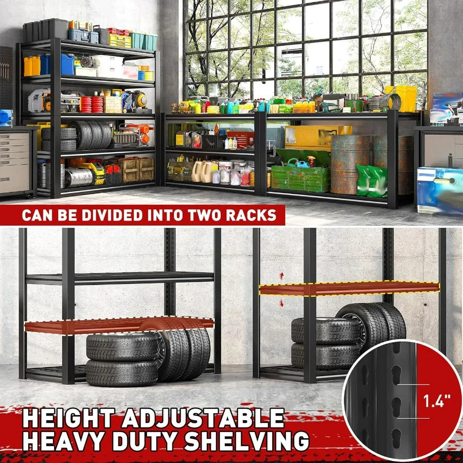 Heavy Duty Garage Shelving 3000Lbs Industrial Metal Storage Rack 72In