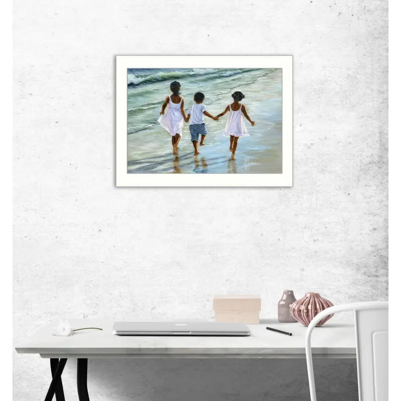 Running On The Beach Wall Art By Georgia Janisse Ready To Hang Framed Poster