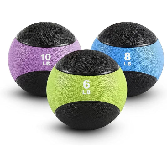 RitFit Weighted Medicine Ball Set 6 Lb 8 Lb 10 Lb Dual Texture Grip