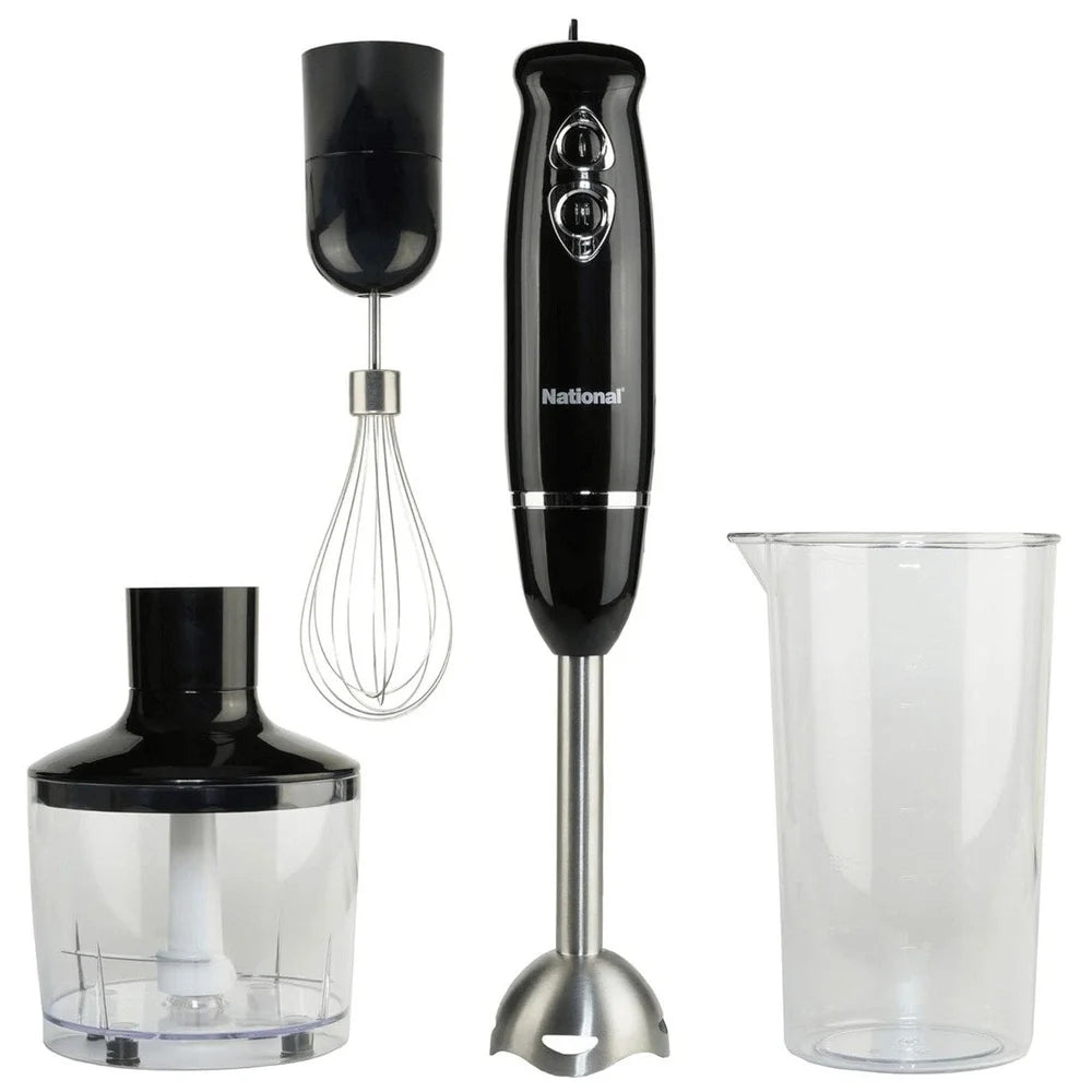 500W 4-in-1 Immersion Blender with Attachments Food Chopper Whisk Beaker 2 Speeds Splash Control Kitchen Tool