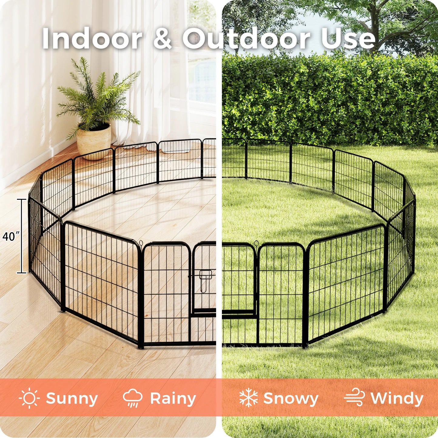 Heavy Duty Metal Puppy Playpen 24 32 40 Inch 8 Or 16 Panels Indoor Outdoor
