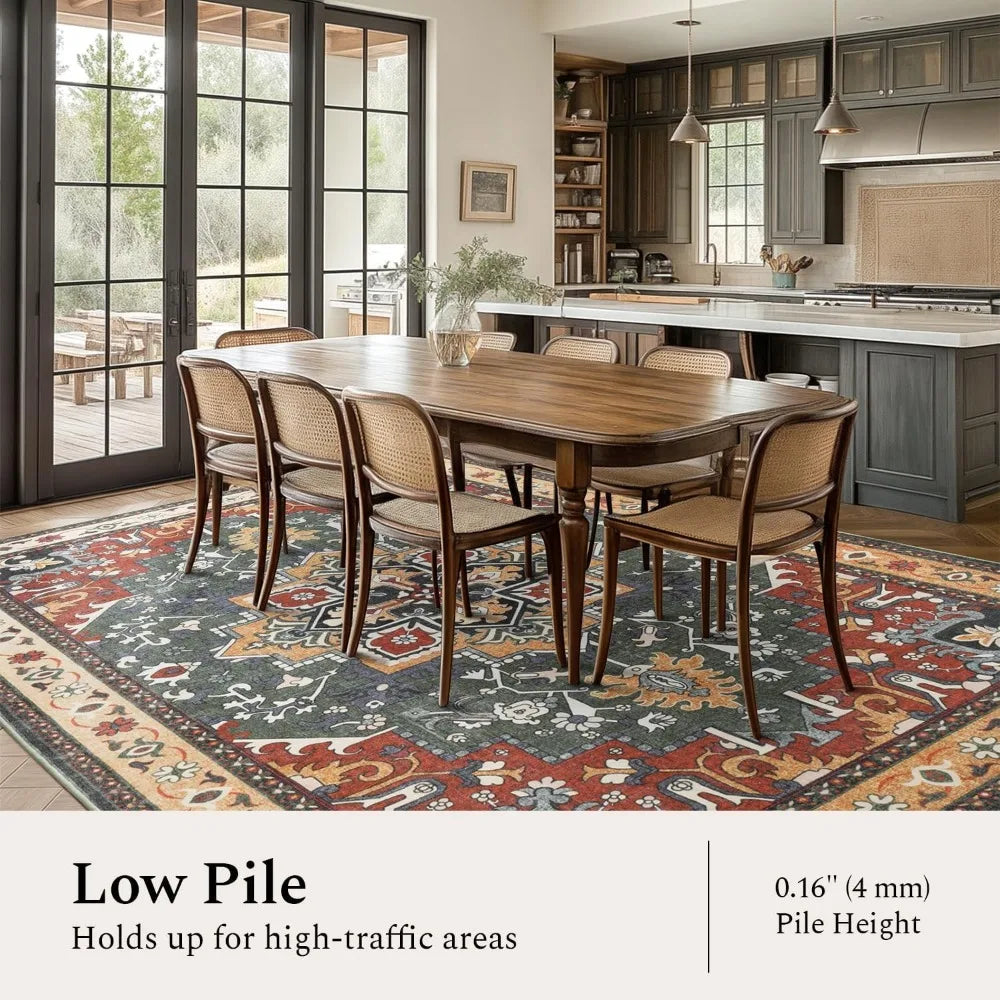 High-Quality Plush Living Room Area Rugs, 9x12 Feet, Machine Washable, Thick and Soft Oriental Style Carpet for Home Decor